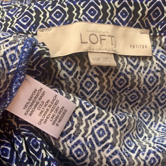 LOFT Aztec print mini sleeveless dress elastic waist buttoned front size XSP - Picture 9 of 10